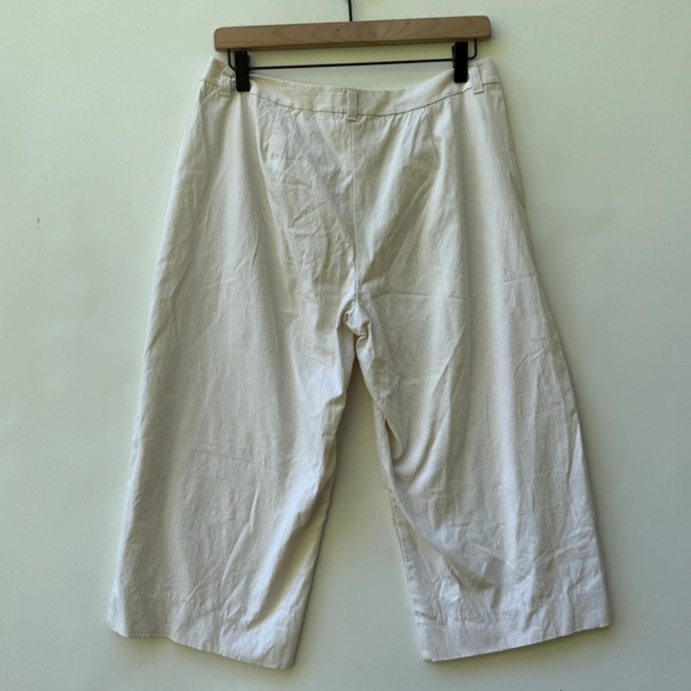 Tommy Bahama Wide Leg Pants Womens 10 Beige Stretch Silk Blend Cropped Beachy - Picture 5 of 6